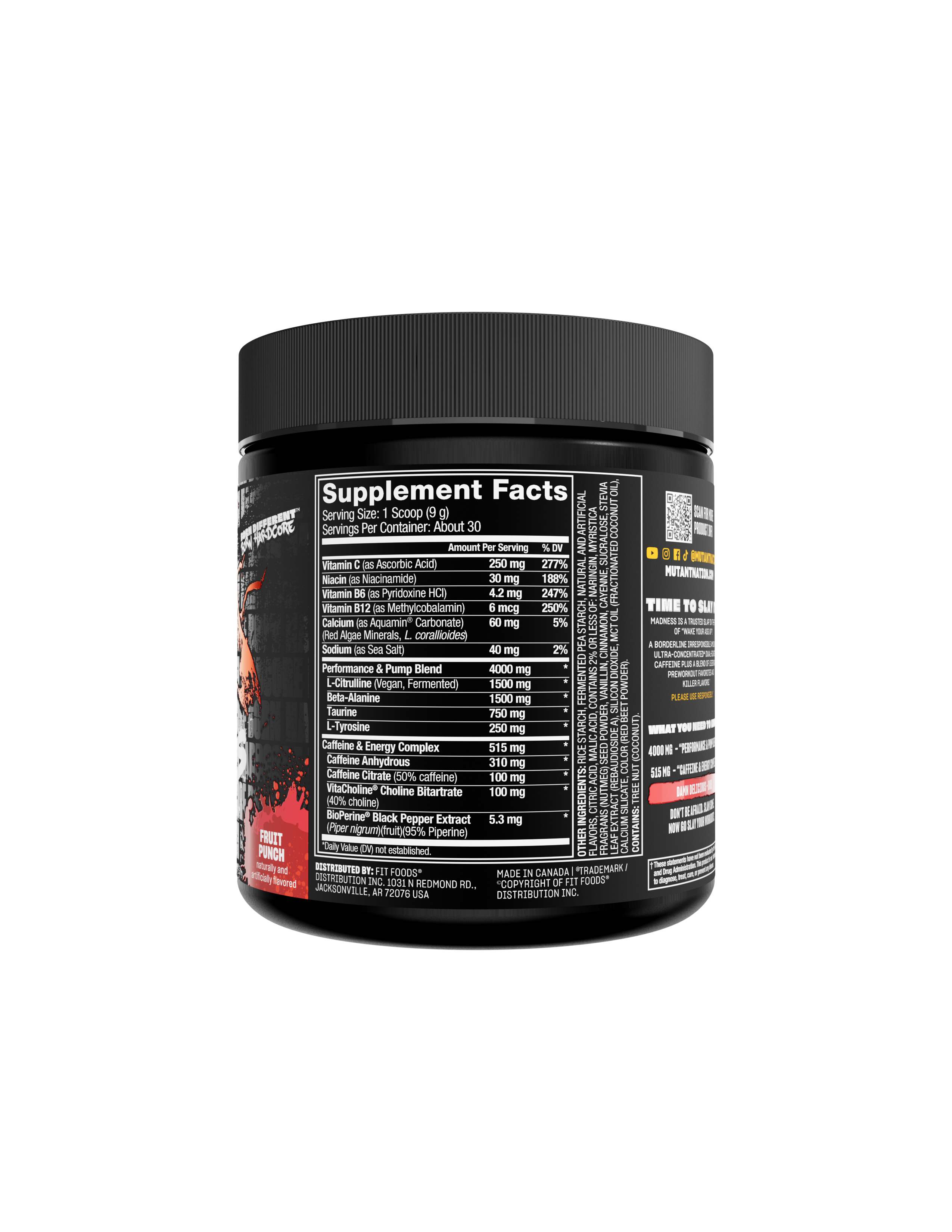 Mutant Madness nutrition label