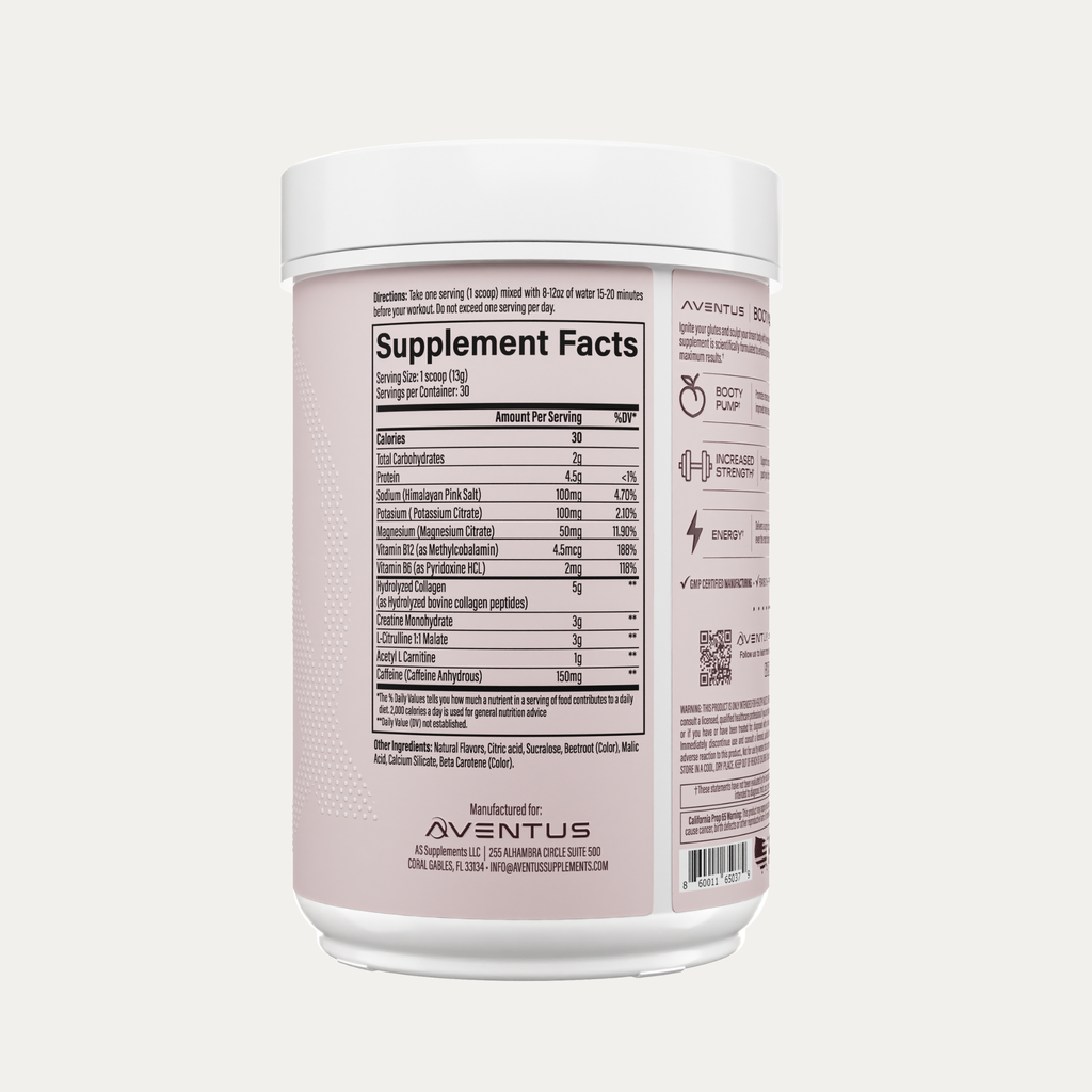 Booty Pump Mami Tropical Punch supplement facts panel