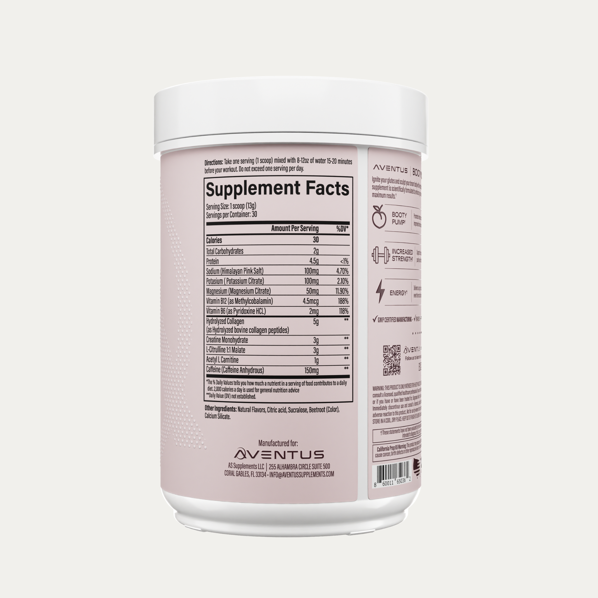Booty Pump Watermelon supplement facts panel