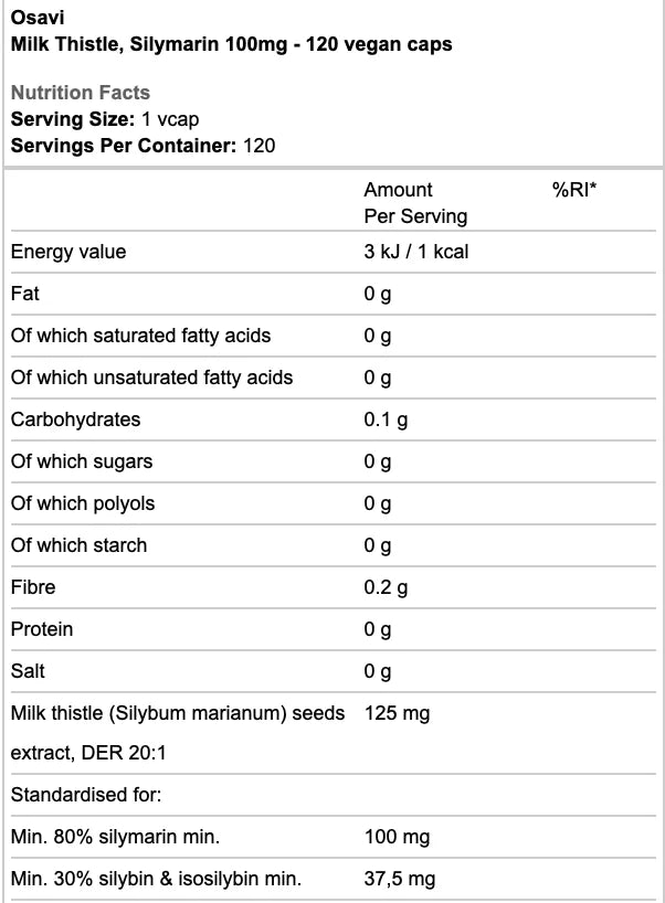 Milk Thistle silymarin 100mg