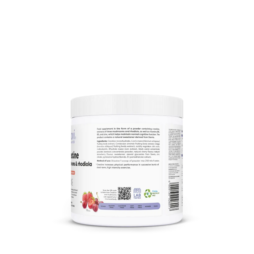 Osavi Creatine Mushrooms Rhodiola supplement facts panel